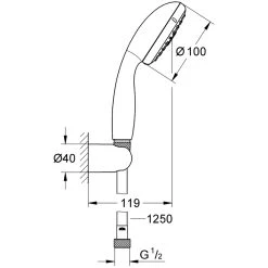 Grohe Tempesta 100 Wall Holder Set 2 Sprays 27799 Chrome -Ideal Standard shop grohe 27799001 2